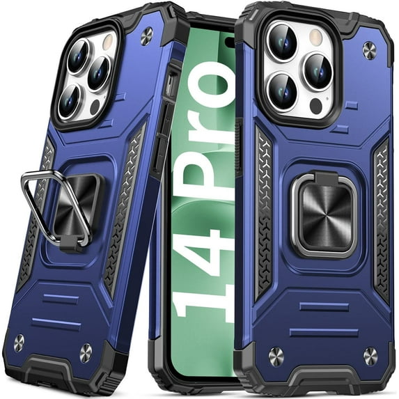 SOATUTO For iPhone 14 iPhone 14 Plus iPhone 14 Pro Max iPhone 14 Pro Case Military Grade Protective Phone Case Cover with Enhanced Metal Ring Kickstand Support Magnet Mount - Blue,14 Pro Max