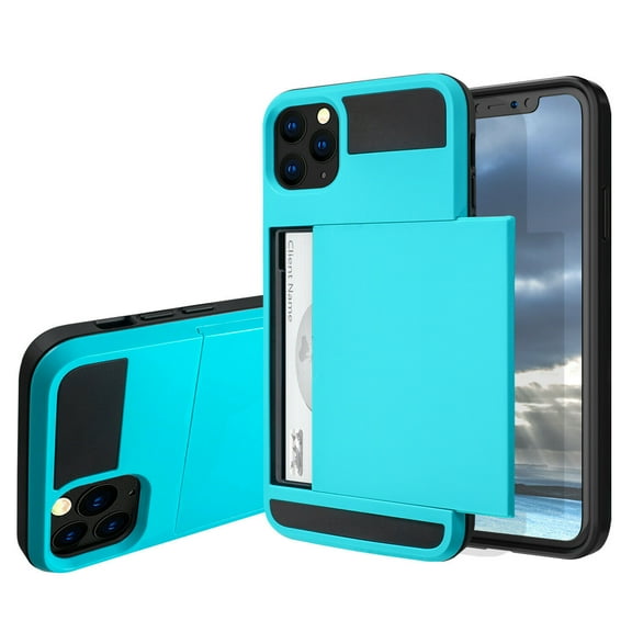 SOATUTO For iPhone 14 iPhone 14 Pro Max iPhone 14 Plus iPhone 14 Pro 2022 Wallet Case with Card Holders Slots Dual Layer Shockproof Hard PC Soft TPU Slide Flip Protective Case - iPhone 14 / Blue