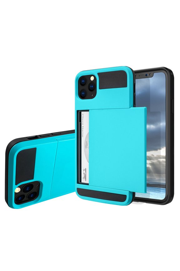 For iPhone 14 iPhone 14 Pro Max iPhone 14 Plus iPhone 14 Pro 2022 Wallet Case with Card Holders Slots Dual Layer Shockproof Hard PC Soft TPU Slide Flip Protective Case - iPhone 14 / Blue