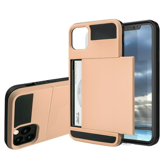 SOATUTO For iPhone 14 iPhone 14 Pro Max iPhone 14 Plus iPhone 14 Pro 2022 Wallet Case with Card Holders Slots Dual Layer Shockproof Hard PC Soft TPU Slide Flip Protective Case - iPhone 14 / Rose Gold