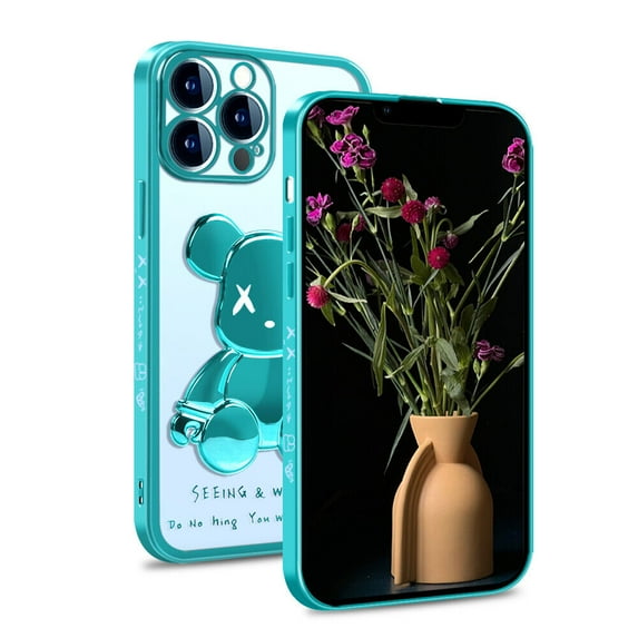 SOATUTO For iPhone 14 / iPhone 14 Pro / iPhone 14 Plus / iPhone 14 Pro Max Phone Case Cool Bear Shockproof Clear Slim Phone Case Cover 3D Bear Luxury Protective Case Cover - iPhone 14 Pro Max,Green
