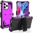 thumbnail image 1 of SOATUTO For iPhone 14/iPhone 14 Pro Max/iPhone 14 Plus/iPhone 14 Pro Case Full-Body Protective Built-in Screen Protector Kicksand Belt Clip Dustproof Shockproof Armor Cover - iPhone 14,Purple, 1 of 6