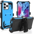 thumbnail image 1 of SOATUTO For iPhone 14/iPhone 14 Pro Max/iPhone 14 Plus/iPhone 14 Pro Case Full-Body Protective Built-in Screen Protector Kicksand Belt Clip Dustproof Shockproof Armor Cover - iPhone 14 Pro,Blue, 1 of 6