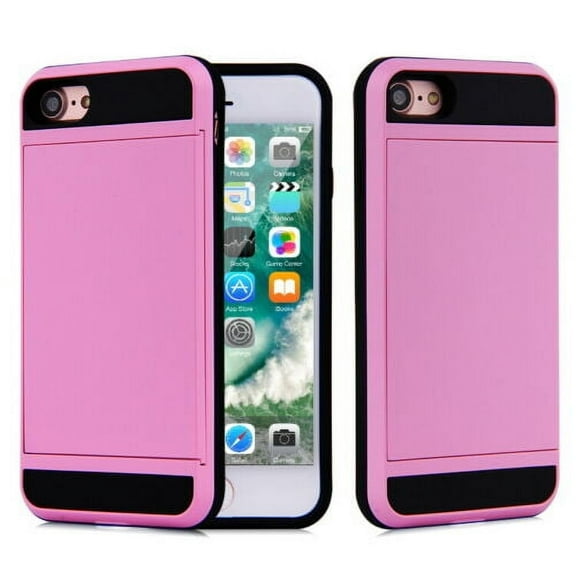 Soatuto Card Holder Wallet Case for 4.7' iPhone SE 2nd Gen 2020, iPhone 8, and iPhone 7, Pink