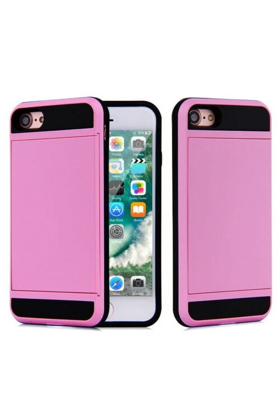 Card Holder Wallet Case for 4.7' iPhone SE 2nd Gen 2020, iPhone 8, and iPhone 7, Pink