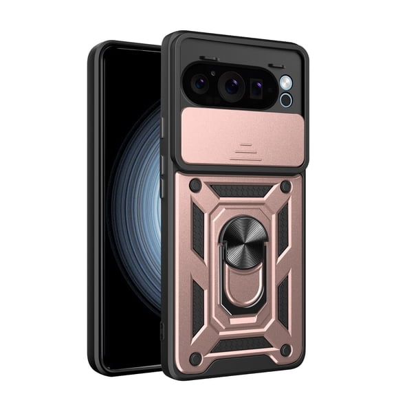 SOATUTO ForGoogle Pixel 9 with Camera Cover Tested with Magnetic Kickstand Protective Case for Google Pixel 9, Rose Gold