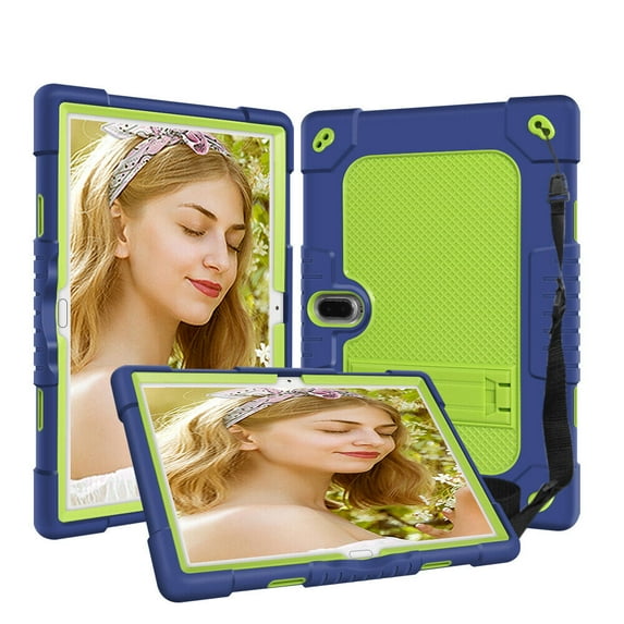 SOATUTO Heavy Duty Case for MAGCH M210 M101 L21 Tab 10" Hard Back Case with Stand Shoulder Strap for MEIZE ZONKO K116 K118 / Xiashuanghu RS10 / Kaktin / TPSPAD Android 10 10 inch Tablet - Navy+Green