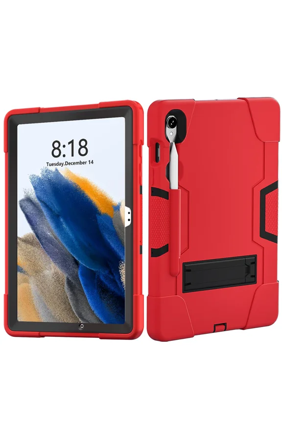 Kids Friendly Case for Samsung Galaxy Tab S10 Lite/ S10 FE/ S9 FE 10.9 Inch/Tab S9 11 Inch, Fully-Body Rugged Heavy Duty Shockproof Protective Case with Kickstand(Red/Blakc)