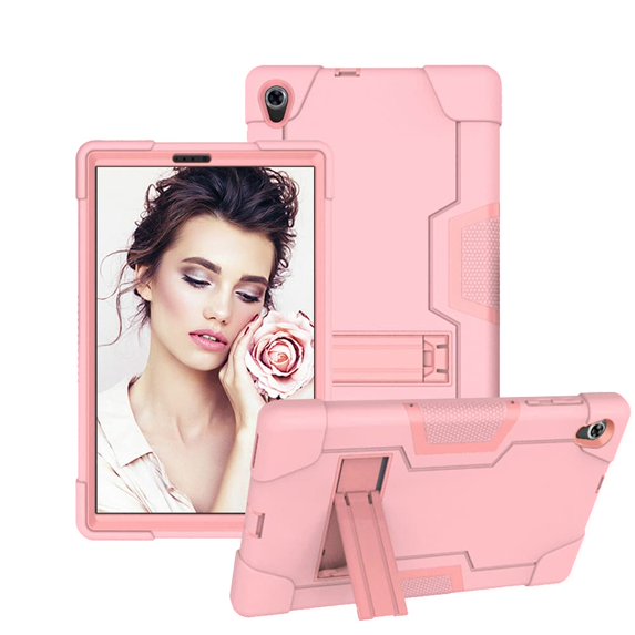 SOATUTO for Lenovo M10 Plus Case for Lenovo Tab K10 Case DropProof Shockproof Rugged Hybrid Case Built in Stand for Lenovo Tab M10 Plus 2020 2nd Gen / for Lenovo Tab K10 TB-X6C6F Tablet - Rose Gold