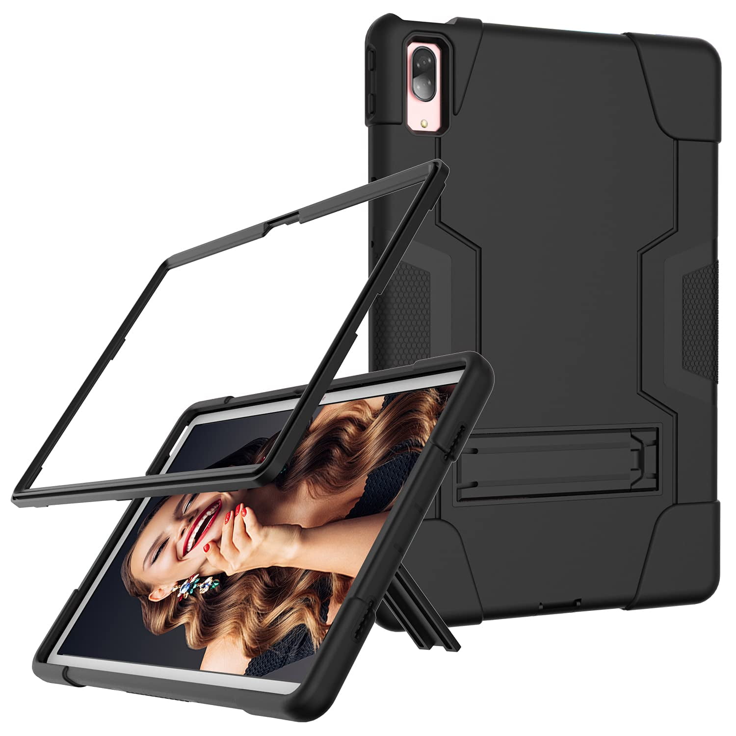 Custodia per Lenovo Tab P11 Pro 11,5 TB-J706F TB-J706L, ibrido a tre strati, custodia protettiva con cinghia da polso, rotazione a 360°, per Lenovo Tab P11 Pro da 11,5 TB-J706F TB-J706L (Nero