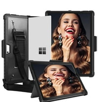 SOATUTO for Microsoft Surface Pro 8 13 inch Case With Hand Strap & Shoulder Strap Rugged Military Drop Tested Protective Cover Fit Type Cover Keyboard For Microsoft Surface Pro 8 13" 2021 - Black