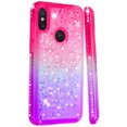 thumbnail image 1 of SOATUTO For Motorola One Power (P30 Note) Case Glitter Case Sparkle Glitter Flowing Liquid Quicksand with Shiny Bling Diamond Women Girls Cute Case For Motorola One Power (P30 Note) - Pink+Purple, 1 of 7
