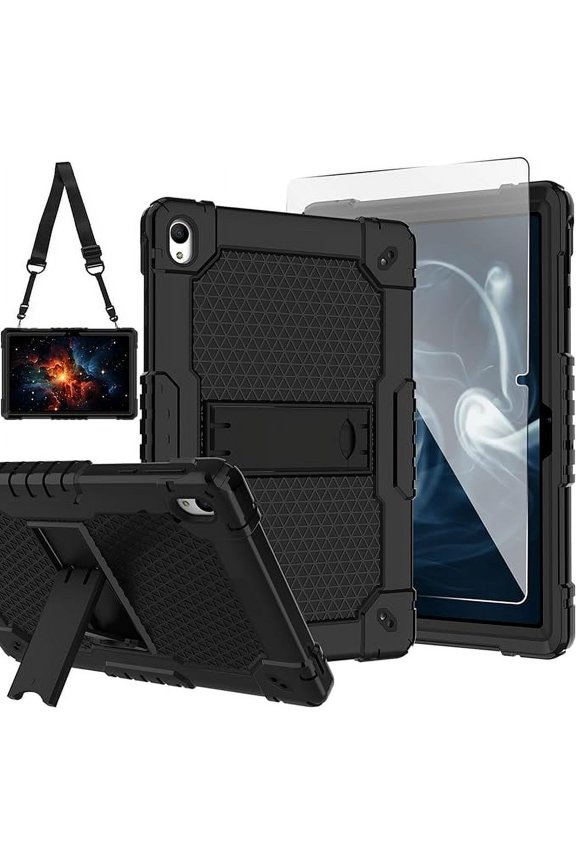 for Onn 10.1 (Gen 4) 2024 (Model: 100135925) Tablet Case Built in Kickstand Hand Free Heavy Duty Protective Case for Onn 10.1 Tablet Case (Gen 4) 2024 Tablet (Black/Black/1 PC)