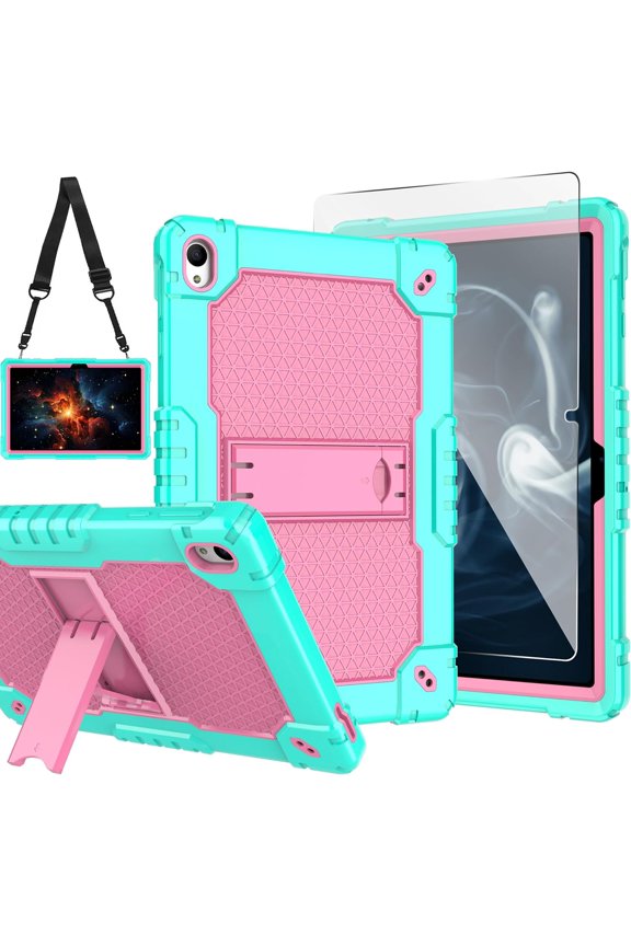 for Onn 10.1 (Gen 4) 2024 (Model: 100135925) Tablet Case Built in Kickstand Hand Free Heavy Duty Protective Case for Onn 10.1 Tablet Case (Gen 4) 2024 Tablet (Green/Pink/1 PC)