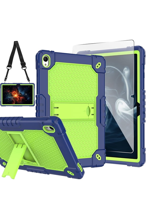 for Onn 10.1 (Gen 4) 2024 (Model: 100135925) Tablet Case Built in Kickstand Hand Free Heavy Duty Protective Case for Onn 10.1 Tablet Case (Gen 4) 2024 Tablet (Navy Blue/Green/1 PC)