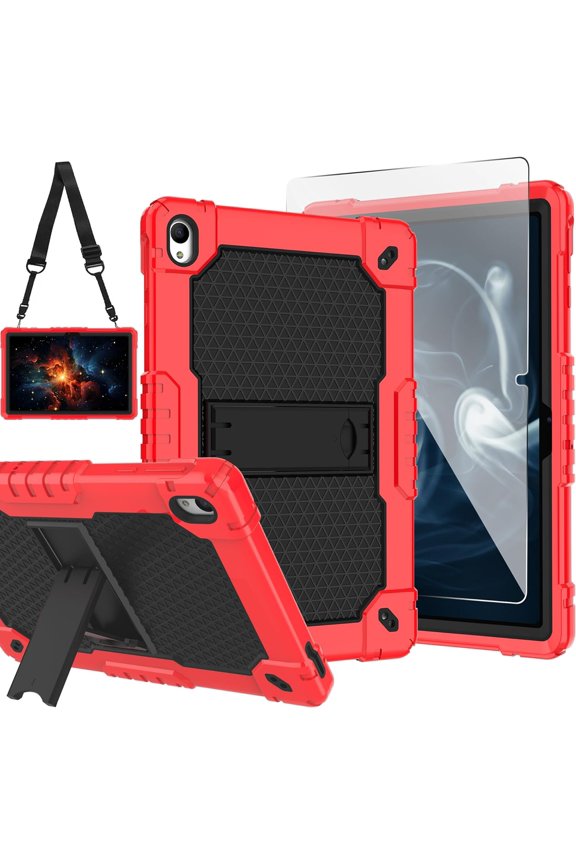 for Onn 10.1 (Gen 4) 2024 (Model: 100135925) Tablet Case Built in Kickstand Hand Free Heavy Duty Protective Case for Onn 10.1 Tablet Case (Gen 4) 2024 Tablet (Red/Black/1 PC)