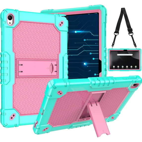 SOATUTO for Onn 11 Tablet Pro 2024 Shockproof Kids Friendly Rugged Hybrid Case Built-in Kickstand for Onn 11 Inch Tablet Pro 2024 Model 100146660 (Green/Pink)