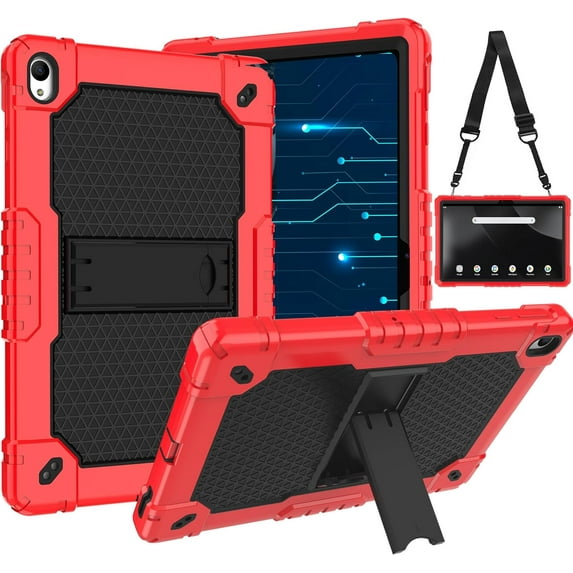 SOATUTO for Onn 11 Tablet Pro 2024 Shockproof Kids Friendly Rugged Hybrid Case Built-in Kickstand for Onn 11 Inch Tablet Pro 2024 Model 100146660 (Red/Black)