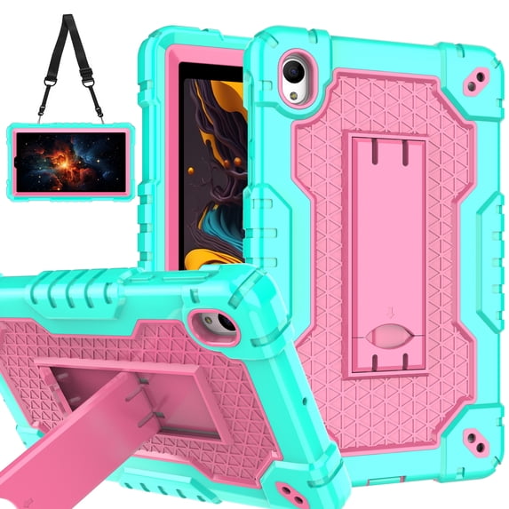 SOATUTO for Onn 7 2024 Gen 4 (Model 100135924) Tablet Case Built in Kickstand Hand Free Heavy Duty Protective Case for Onn 7 7 inch 2024 4th Generation Tablet (Green/Pink)