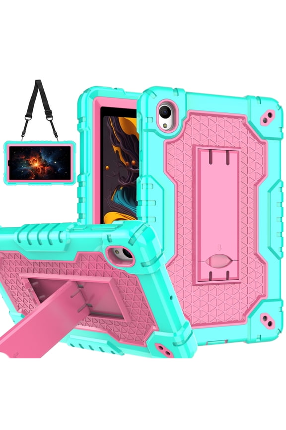 for Onn 7 2024 Gen 4 (Model 100135924) Tablet Case Built in Kickstand Hand Free Heavy Duty Protective Case for Onn 7 7 inch 2024 4th Generation Tablet (Green/Pink)