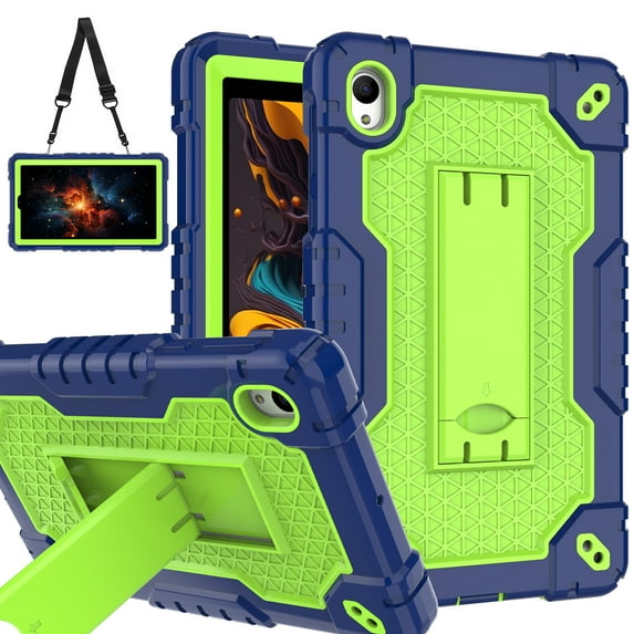 SOATUTO for Onn 7 2024 Gen 4 (Model 100135924) Tablet Case Built in Kickstand Hand Free Heavy Duty Protective Case for Onn 7 7 inch 2024 4th Generation Tablet (Navy Blue/Green)