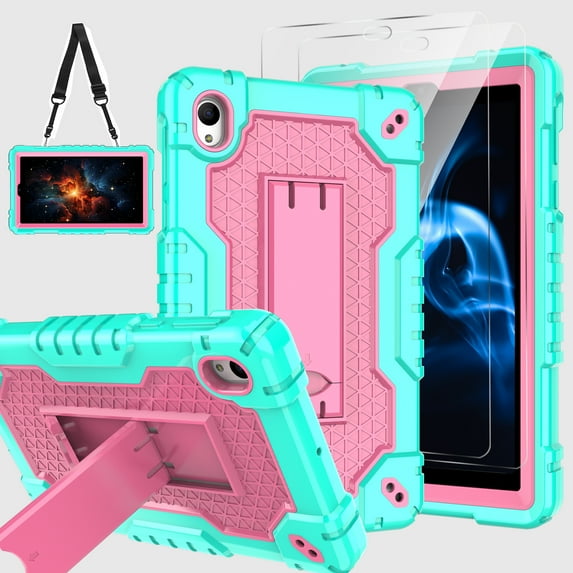 SOATUTO for Onn. 7-inch Gen 4 (4th Generation) (Model: 100135924) Tablet Case Built in Kickstand Heavy Duty Protective Case with Screen Protector for Onn 7 2024 Gen 4 Tablet (Green/Pink/2 PCS)
