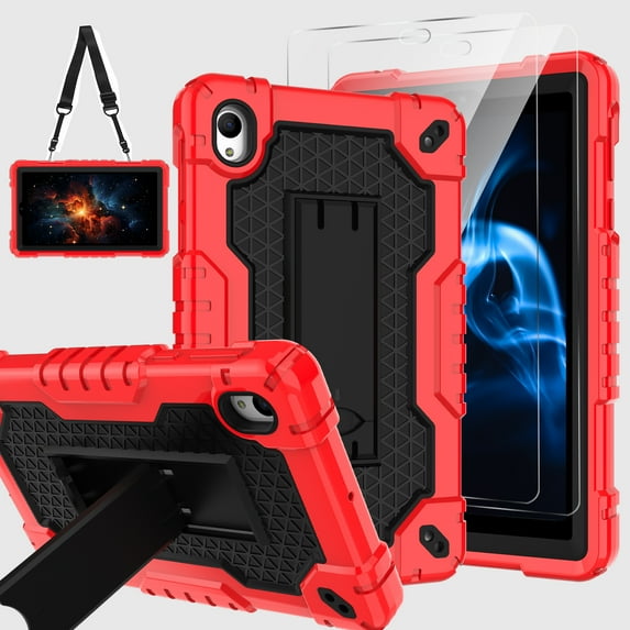 SOATUTO for Onn. 7-inch Gen 4 (4th Generation) (Model: 100135924) Tablet Case Built in Kickstand Heavy Duty Protective Case with Screen Protector for Onn 7 2024 Gen 4 Tablet (Red/Black/2 PCS)