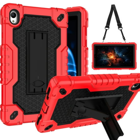 SOATUTO for Onn 8 inch Tablet Case (2024 Model 100135923) Built in Kickstand Hand Free Heavy Duty Protective Case for Onn 8 inch Gen 4 2024 Release Tablet (Red/Black)