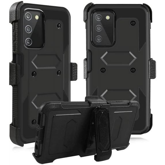 SOATUTO for Samsung A03S 5G Phone Case Full-Body Protective Built-in Screen Protector Kicksand Belt Clip Dustproof Shockproof Armor Protective Cover for Samsung Galaxy A03S 5G 2022 - Black