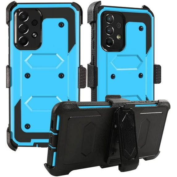 SOATUTO for Samsung A73 5G Phone Case Full-Body Protective Built-in Screen Protector Kicksand Belt Clip Dustproof Shockproof Armor Protective Cover for Samsung Galaxy A73 6.5" 2022 - Blue