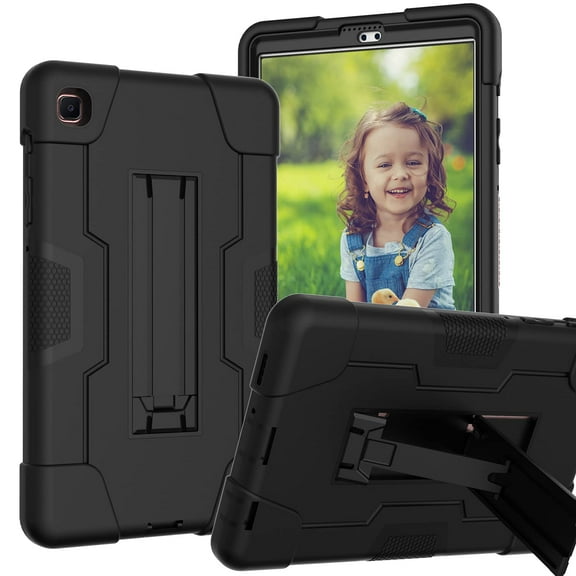 SOATUTO For Samsung Galaxy A7 Lite Tablet Case ,Shockproof Kids Friendly Rugged Hybrid Rubber Cover Built-in KickStand For Samsung Galaxy Tab A7 Lite 8.7 inch SM-T220 T225 2021 Tablet - Black+Black
