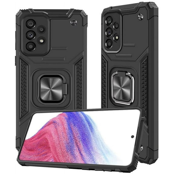 SOATUTO for Samsung Galaxy A73 6.7 inch Case Heavy Duty Shoftproof Military-Grade Armor Protective Case Cover with Built-in 360° Rotate Ring Kickstand Phone Case for Samsung Galaxy A73 5G - Black