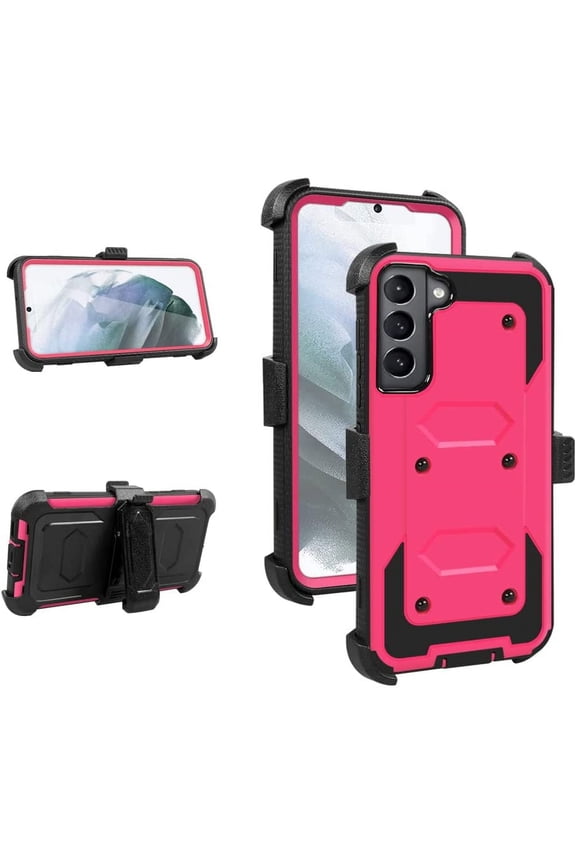 for Samsung Galaxy S22 5G Case Full-Body Protective Built-in Screen Protector Kicksand Belt Clip Dustproof Shockproof Anti-Scratch Armor Phone Case Cover Samsung Galaxy S22 6.1 inch - Pink