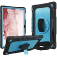 thumbnail image 1 of SOATUTO for Samsung S8 Plus S7 Plus S7 FE 12.4 inch Tab Case with S Pen Holder Kickstand Shoulder Hand Strap Hybrid Kids Friendly Case for Samsung Galaxy S8 Plus / S7 FE SM-T730 T736 - Black+Blue, 1 of 6