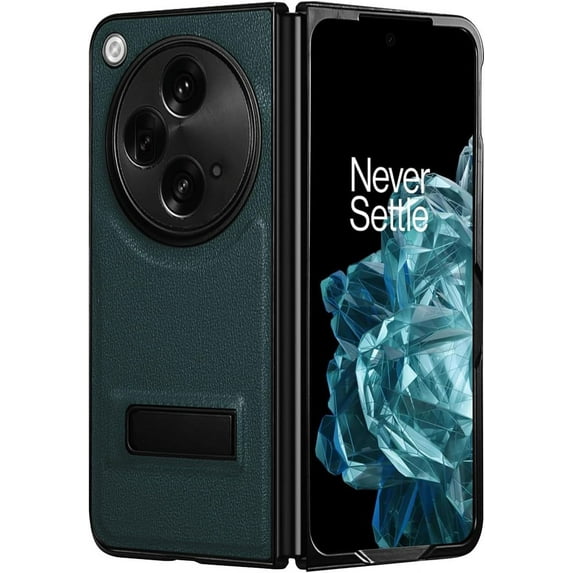 SOATUTO Slim Phone Case for Oneplus Open Oppo Find N3 Case with Kickstand. Oneplus Open Luxury Leather Back Case with Hinge Protection Hard PC Bumper Case for Oneplus Open 2023 (Blue)