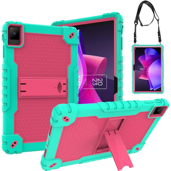 SOATUTO for TCL NXTPAPER 11 Model 9466X6 2023 Tablet Case Drop-Proof Shock-Resistant Rugged Hybrid Kids Friendly Cover Built-in Kickstand for TCL NXTPAPER 11 inch (Green/Pink)