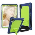 thumbnail image 1 of SOATUTO for TCL TAB 10 5G 10.1" FHD Android 12 Model 9183W For TCL TAB 10s 10.1" FHD Android 10 Tab Model 9081X Case with Shoulder Strap Kids Friendly Case Come Tempered Glass Film (Navy+Green/2 Pcs), 1 of 6