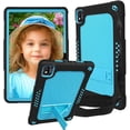 thumbnail image 1 of SOATUTO For TCL TAB 10 5G 10.1" Tablet Case Model 9183W / TCL TAB 10s 10.1 Inch  Model 9081X Case With Shoulder Strap Soft Silicone Hard Back Cover - Black+Blue, 1 of 6