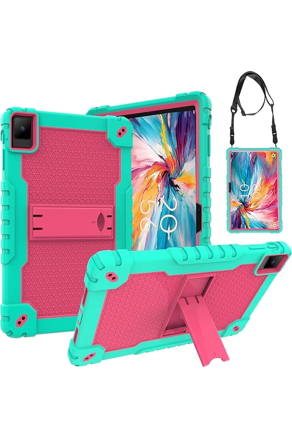 for TCL TAB 10 NXTPAPER 5G 10.4 Inch Tablet Case, Heavy Duty Protective Case Cover with Kickstand for TCL TAB 10 NXTPAPER 5G 10.4 Inch Model 9199S Tablet (Green/Pink)