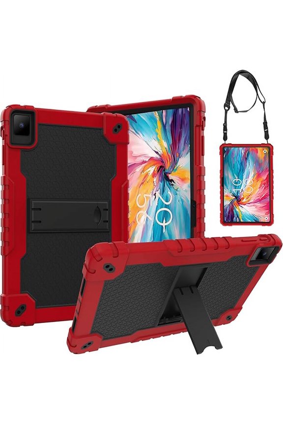 for TCL TAB 10 NXTPAPER 5G 10.4 Inch Tablet Case, Heavy Duty Protective Case Cover with Kickstand for TCL TAB 10 NXTPAPER 5G 10.4 Inch Model 9199S Tablet (Red/Black)