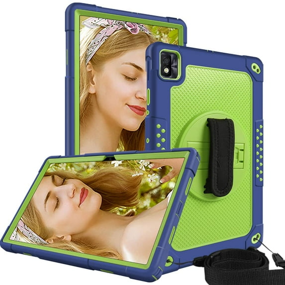 SOATUTO for TCL TABMAX/TCL TAB 10 NXTPAPER 5G 10.4"with 360° Kickstand/Shoulder and Hand Strap Shockproof Kids Friendly Case for Nokia T20/Nokia T21/TCL Tab Pro 5G 9198S 10.36 inch(Navy+Green)