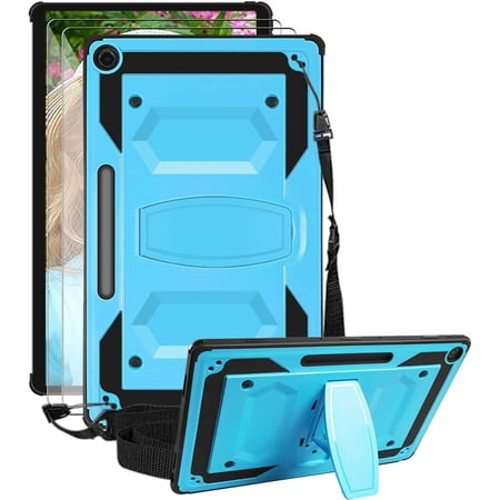 SOATUTO Tablet Case with 9H Anti-Scratch Screen Protector for Lenovo Chromebook Duet 5 Laptop 13.3" FHD Case with Shoulder Strap Kickstand for Lenovo Duet Chromebook Case Duet 5 13 inch (Blue/2 Pcs)