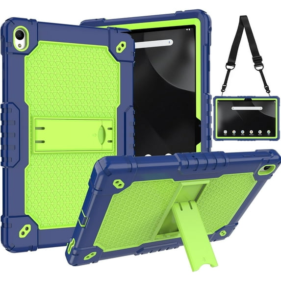 SOATUTO Tablet Case for onn. 12.1" Tablet Pro (2024 Model) Heavy Duty Protective Cover with Kickstand Built in Shoulder Strap Friendly Case for ONN 12.1" Tablet Pro Model 100146663 (Navy Blue/Green)