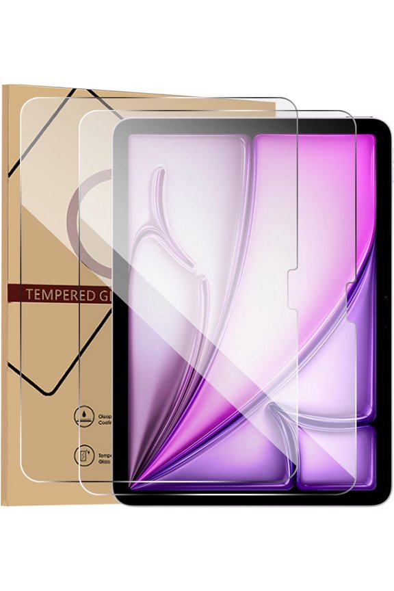 Tempered Glass Screen Protector for iPad Air 11 Inch M3 M2 2025 2024, iPad Pro 11 Inch 2024 5th Gen Screen Film Anti-Scratch High Sensitivity Ultra Thin High Response Easy Installation(2 PCS)