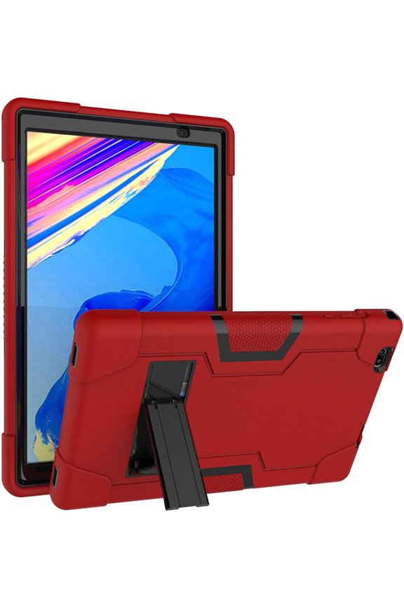 for VANKYO MatrixPad S20 Case Hybrid Three Layer Shockproof Armor Rugged Hard Back Cover Built in Kickstand for Hytab Plus 10WB2/Duoduogo/Facetel Q3 Pro/Toscido Tab P20 P101 10" - Red+Black