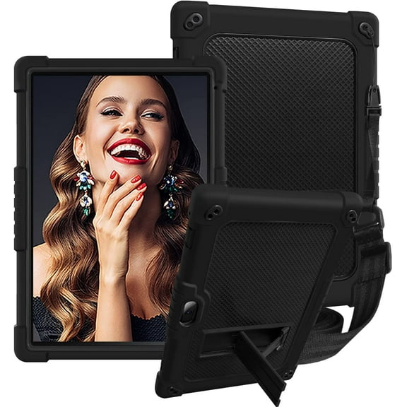 SOATUTO for Vankyo MatrixPad S10 Tablet Case Shockproof Kids Friendly Case Built-in Stand Shoulder Strap for ZZB zb10 zb01/Aoyodkg A38/VIVIMAGE A38 A10/Coopers YQ10S 10.1 inch Tablet (Black+Black)