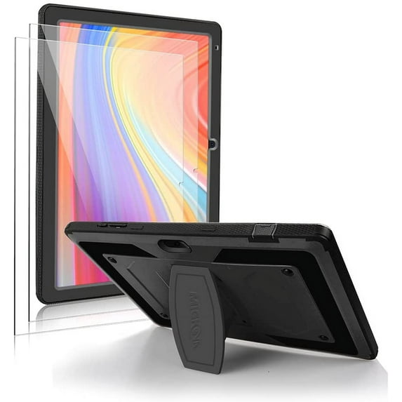 SOATUTO for Vankyo S10 Aoyodkg 10" Tablet Case With Screen Potector ,Rugged Hybrid Anti-Impact Case with Tempered Glass Screen Protector for VANKYO MatrixPad S10 / AOYODKG 10 inch Tablet-Black+2 Pcs