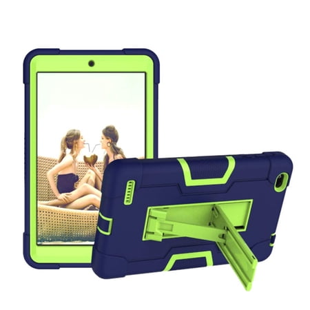SOATUTO for Vankyo S8/Drangon Touch Y80 Case Rubber Shockproof Rugged Hybrid Case with Stand for Winnovo M8?TECLAST P80H P80X Mix Tablet/Haehne/VUCATIMES N8 Qlink Scepter 8 inch Tablet - Navy+Green