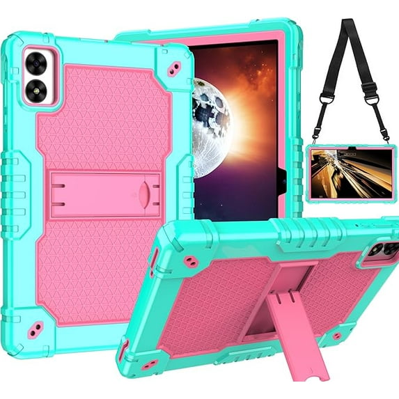 SOATUTO for Vortex T10M PRO/Vortex ZTAB10 10.1 inch Tablet Case Hybrid ShockProof Kids Friendly with Stand Cover for Vortex T10M PRO/Vortex ZTAB 10 10.1 inch Tablet (Green/Pink)