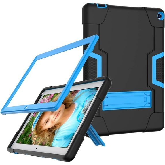 SOATUTO for Walmart Onn 10.1 Pro Case , Drop-Proof Shock-Resistant Rugged Hybrid Kids Friendly Protective Cover Built-in Kickstand for Onn 10.1 inch Pro 100003562 2020 Released - Black+Blue